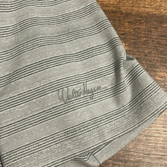 Walter Hagen “fine line textured stripe polo” monument gray white golf shirt - Picture 5 of 8